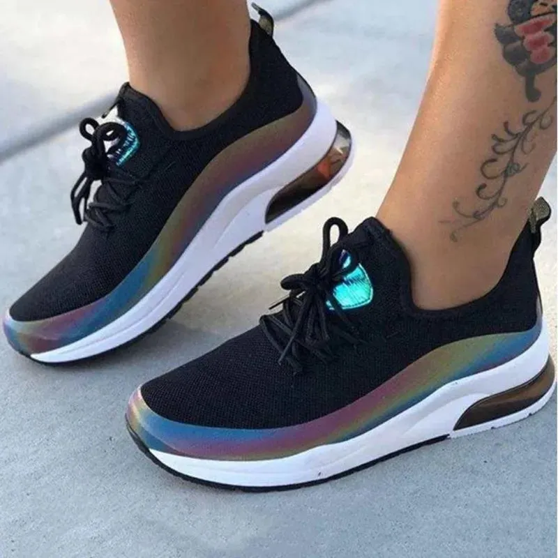 Breathable Women's Lace-Up Sneakers - Stylish Comfort