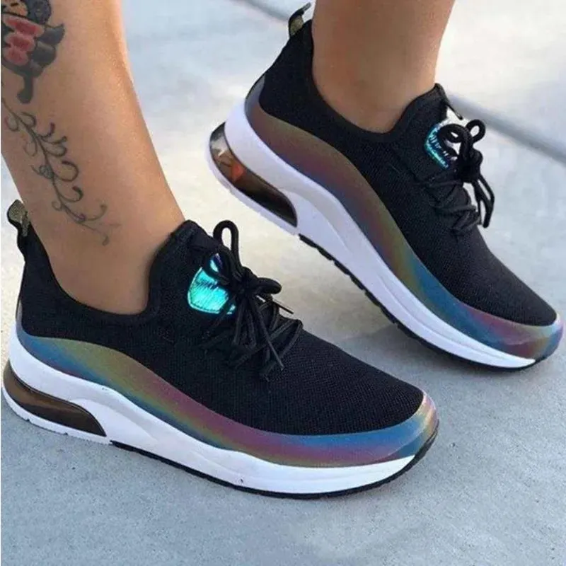 Breathable Women's Lace-Up Sneakers - Stylish Comfort