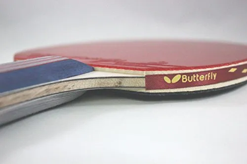 Butterfly Wooden 401 Table Tennis Racket Set - 1 Ping Pong Paddle 1 Ping Pong Paddle Case - Gift Box - ITTF Approved (red, grey, and blue )