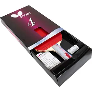 Butterfly Wooden 401 Table Tennis Racket Set - 1 Ping Pong Paddle 1 Ping Pong Paddle Case - Gift Box - ITTF Approved (red, grey, and blue )
