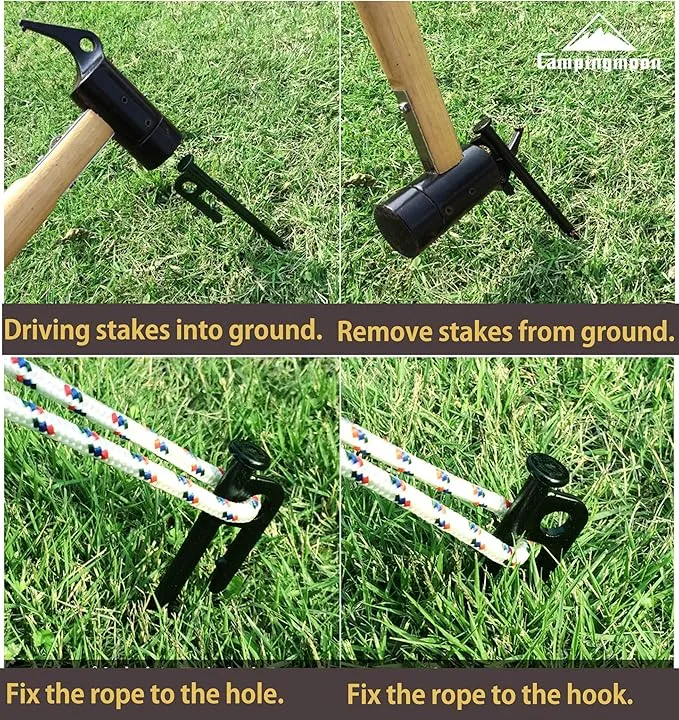 CAMPINGMOON 8pcs Carbon Steel S45C Black Coating Tent Stake for Hard Ground (【11.81-inch 8pcs set】)