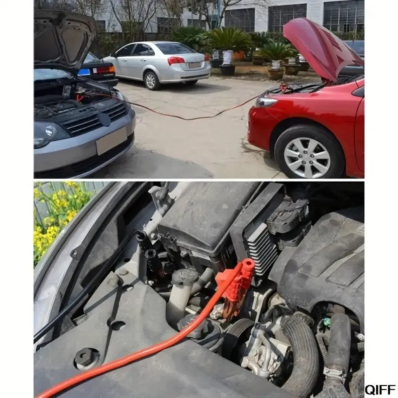 Car 12V Negative Positive Battery Charger Power Cable Clamp Alligator Clip Cable Heavy-Duty Jumper Cables: 500AMP 12 Gauge 182.88cm Booster Cables