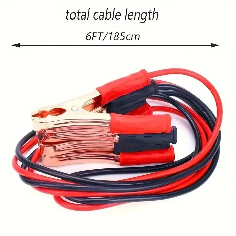 Car 12V Negative Positive Battery Charger Power Cable Clamp Alligator Clip Cable Heavy-Duty Jumper Cables: 500AMP 12 Gauge 182.88cm Booster Cables