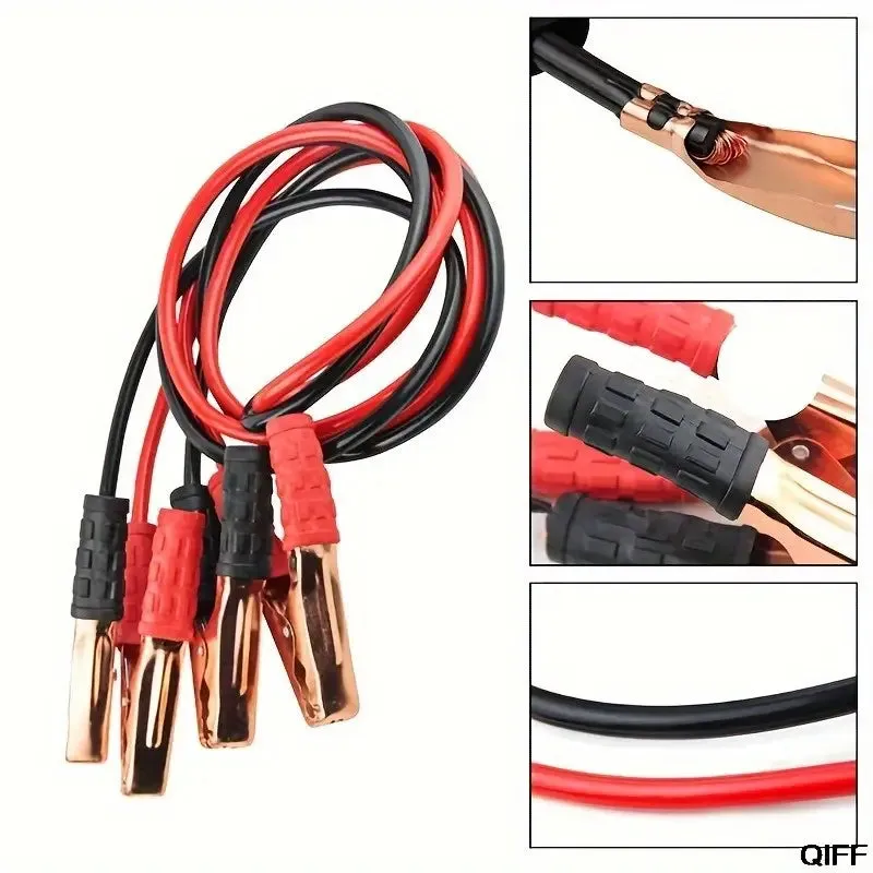 Car 12V Negative Positive Battery Charger Power Cable Clamp Alligator Clip Cable Heavy-Duty Jumper Cables: 500AMP 12 Gauge 182.88cm Booster Cables