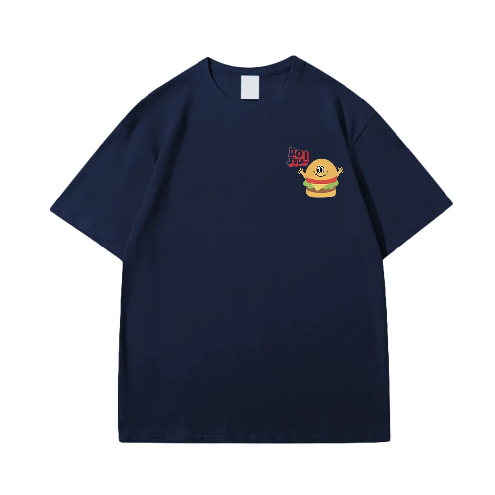 Casual Cartoon Burger Sign T-Shirt