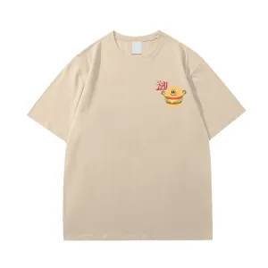 Casual Cartoon Burger Sign T-Shirt