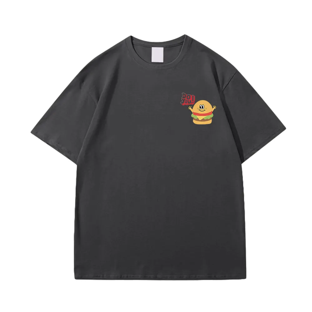 Casual Cartoon Burger Sign T-Shirt