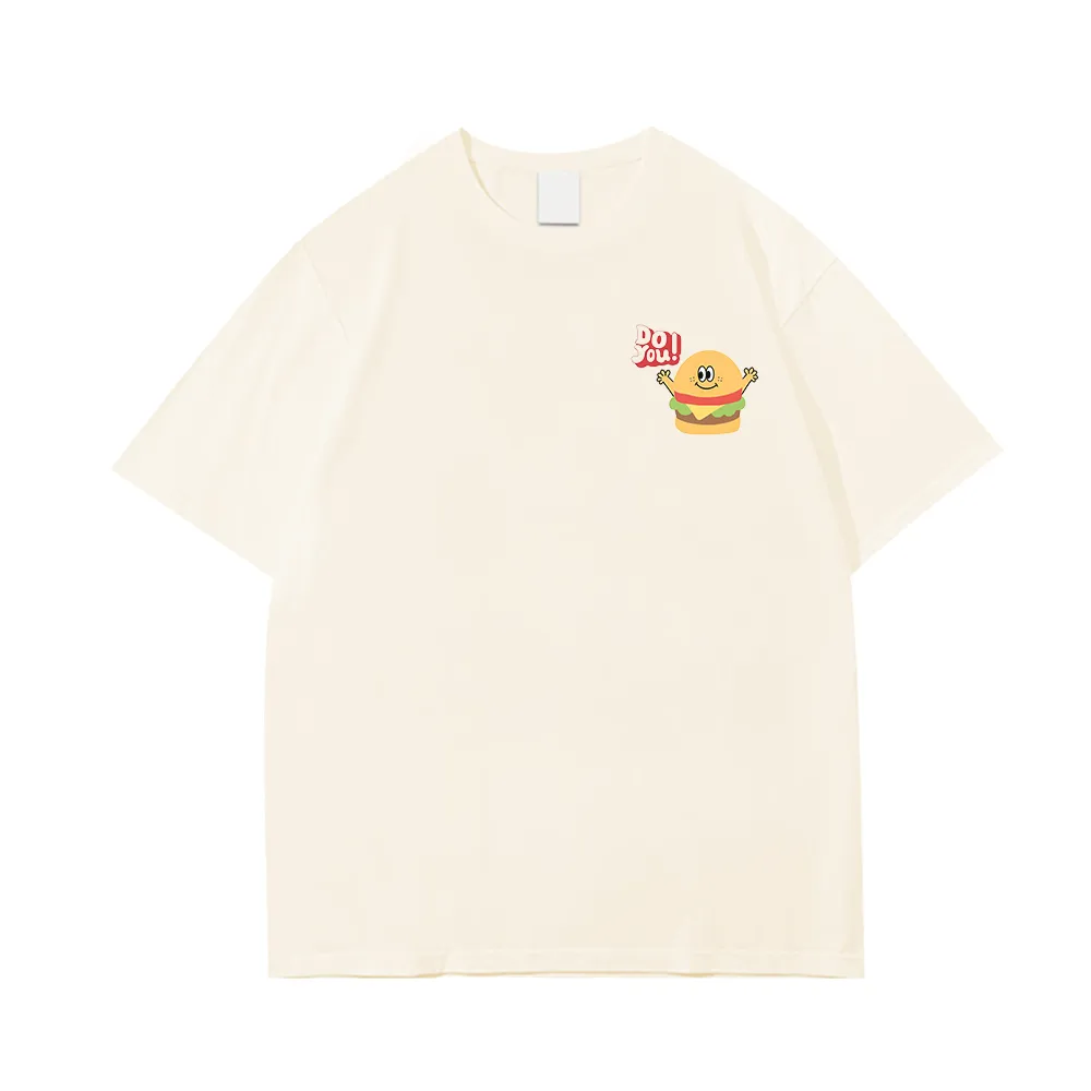 Casual Cartoon Burger Sign T-Shirt