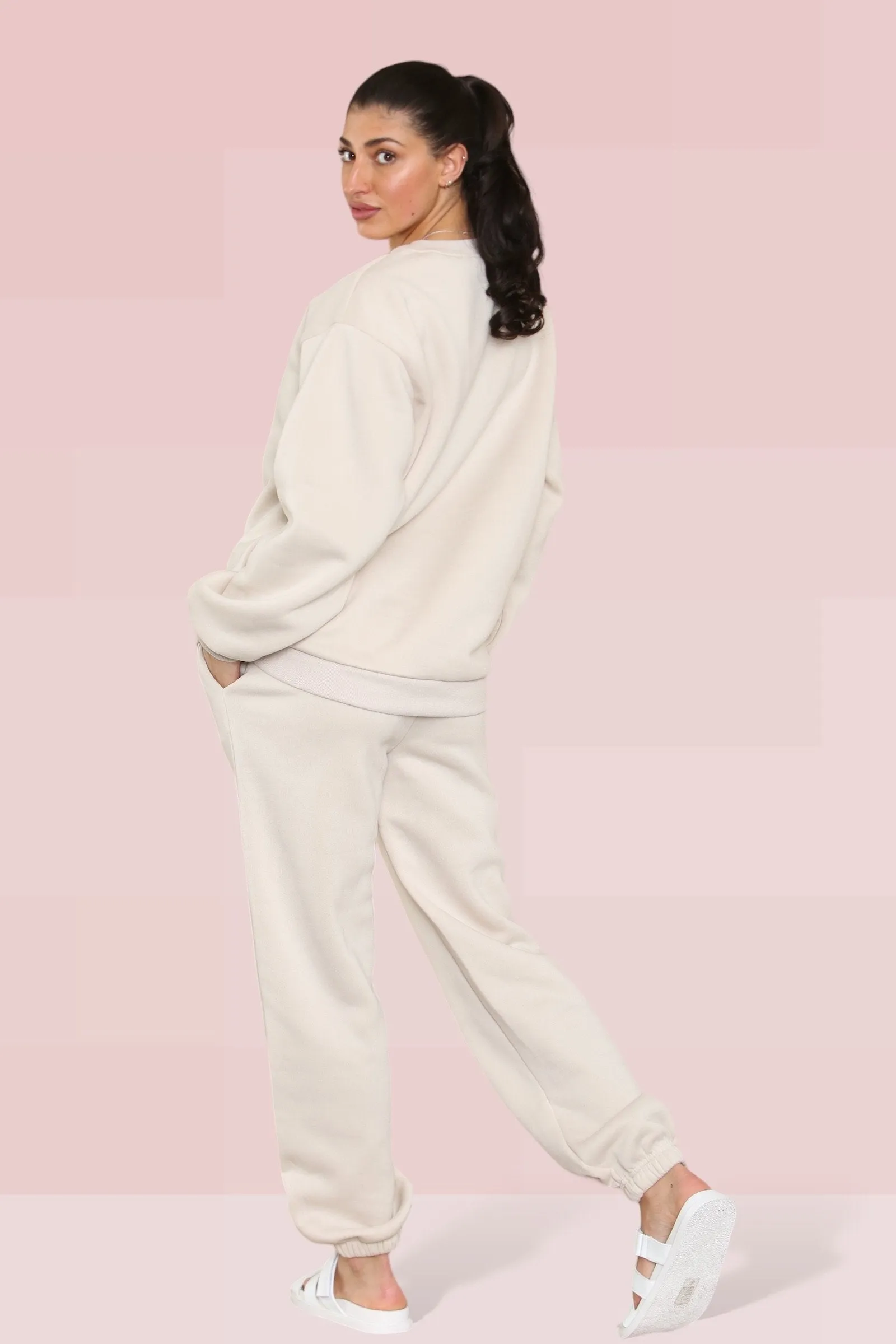 Casual KTH ME Print Loose Sweatshirt & Elastic Waist Sweatpants Co-ord