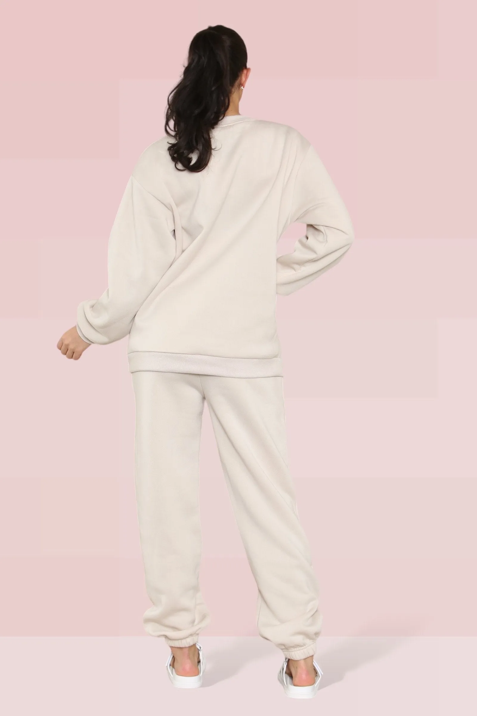 Casual KTH ME Print Loose Sweatshirt & Elastic Waist Sweatpants Co-ord