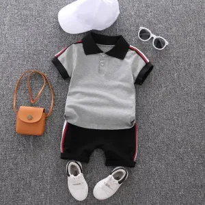 Casual Turn-down Collar Short Sleeve Cotton Sports Outfits