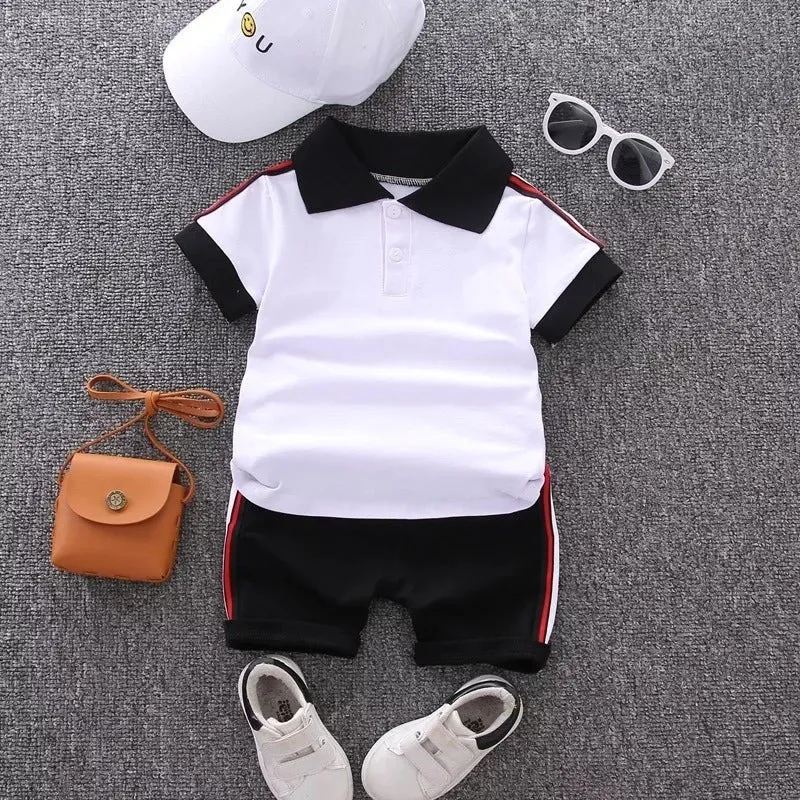 Casual Turn-down Collar Short Sleeve Cotton Sports Outfits