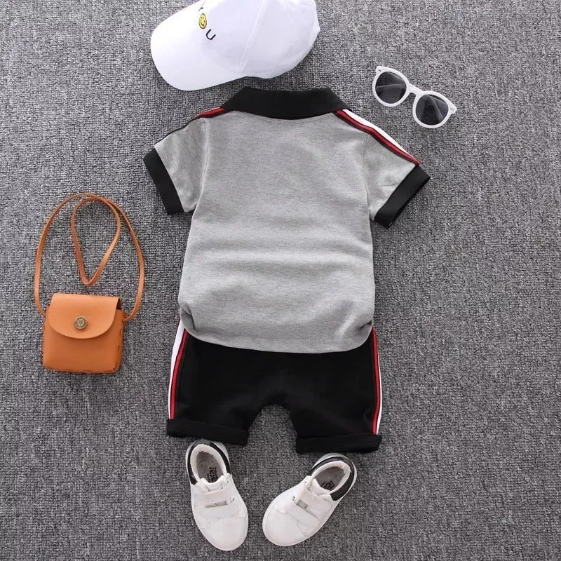 Casual Turn-down Collar Short Sleeve Cotton Sports Outfits