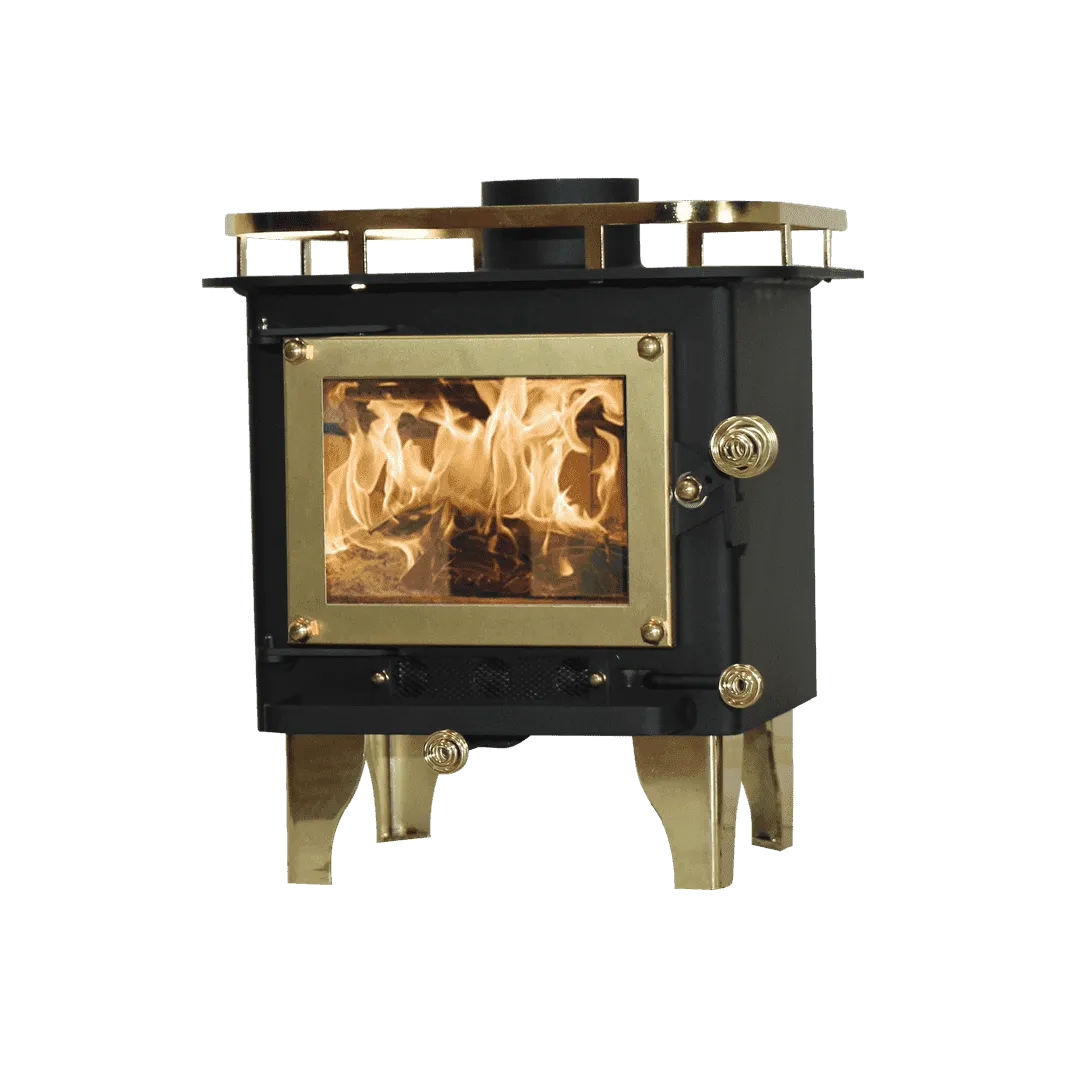CB-1000-BR CUB Cubic Mini Wood Stove Brass
