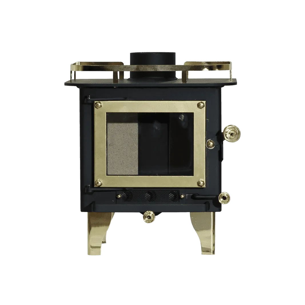 CB-1000-BR CUB Cubic Mini Wood Stove Brass