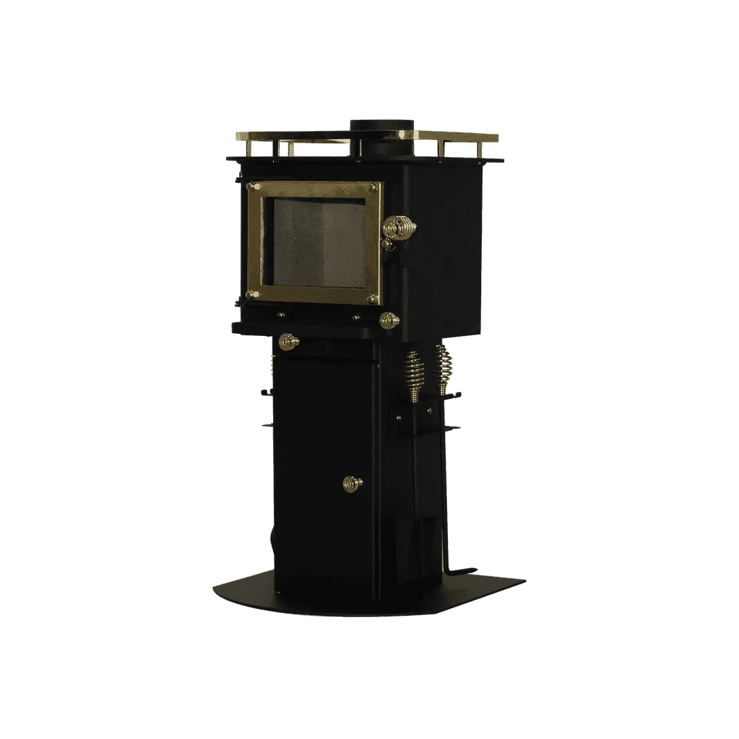 CB-1000-BR CUB Cubic Mini Wood Stove Brass
