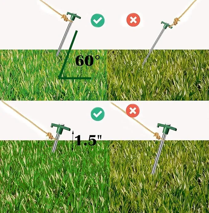 Cheardia 10 Pack Tent Stakes Heavy Duty, 10.25 Inch Yard Stakes Non-Rust Metal Tent Pegs Ground Stakes Tent Spikes for Decorations Camping Patio, Garden, Canopies, Grassland, Outdoor, Green