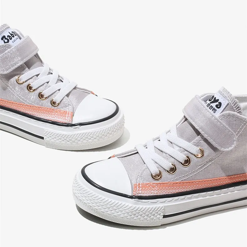 Children's High Canvas Casual Breathable Sneakers - Grey