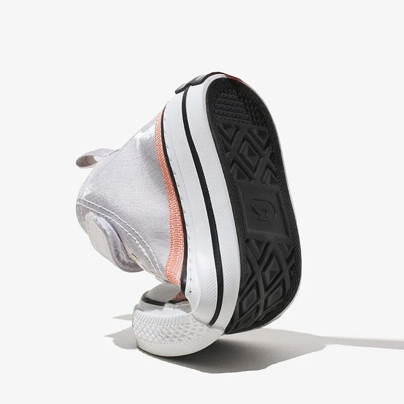 Children's High Canvas Casual Breathable Sneakers - Grey