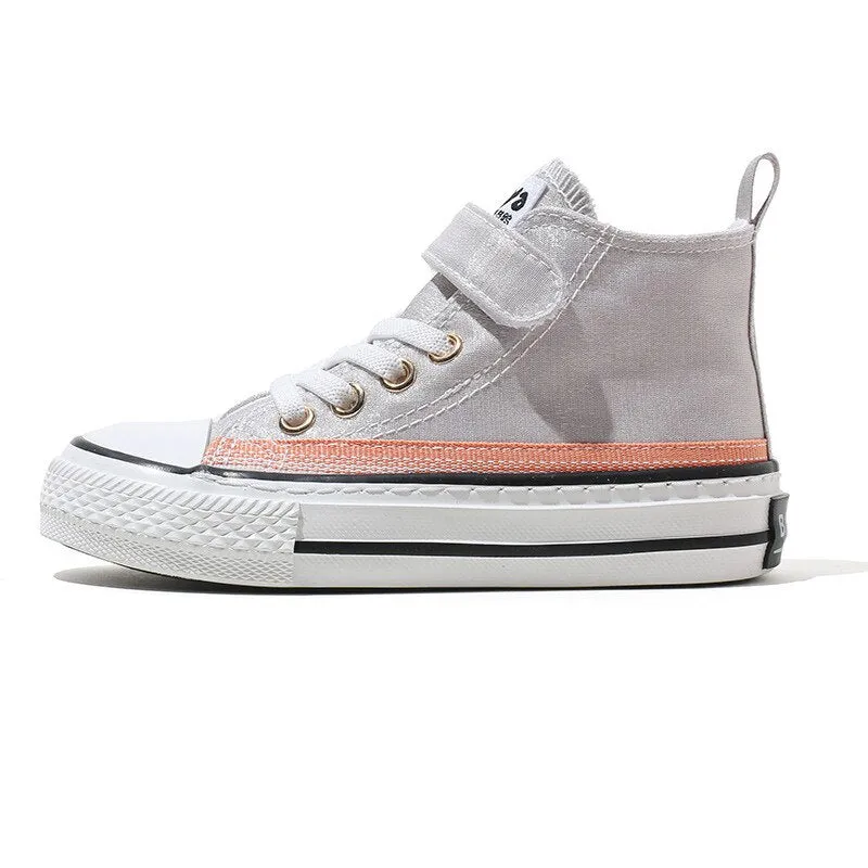 Children's High Canvas Casual Breathable Sneakers - Grey