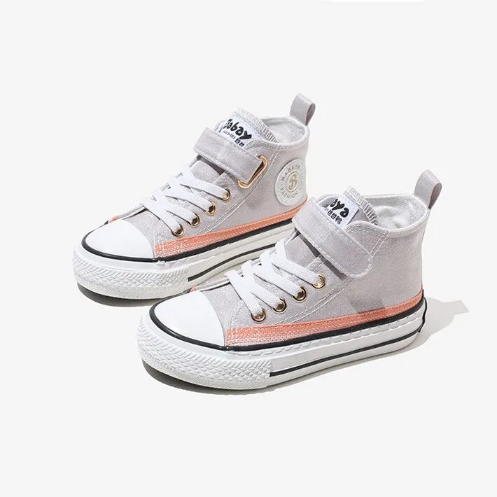 Children's High Canvas Casual Breathable Sneakers - Grey