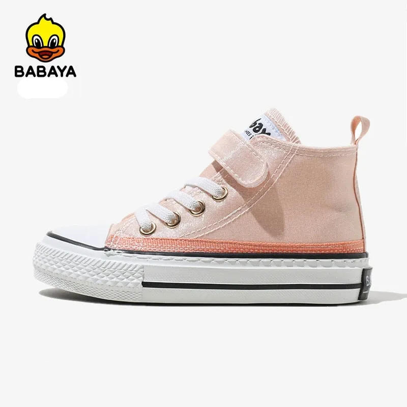 Children's High Canvas Casual Breathable Sneakers - Pink