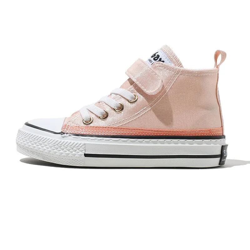 Children's High Canvas Casual Breathable Sneakers - Pink