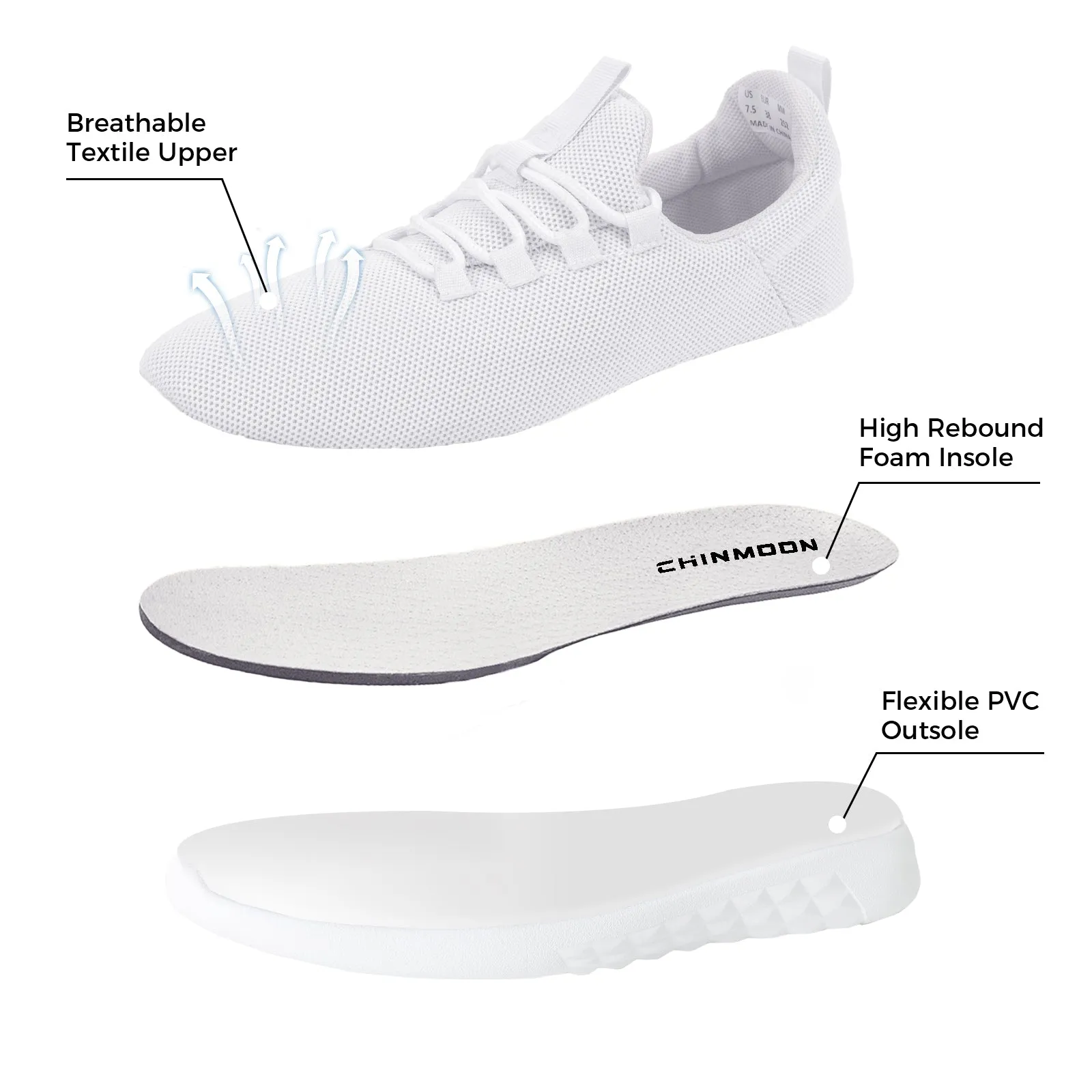 CHIN·MOON Women's Breathable Fashion Sneakers Non-Slip Walking Tennis Running Casual Shoes