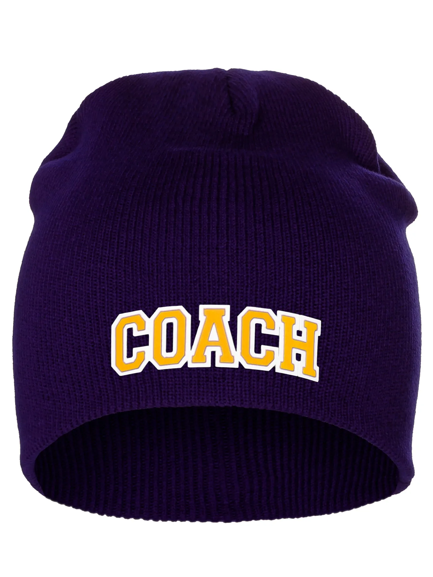 Coach Arch Letters Winter Knit Cuffless Beanie 3D Raised Layers