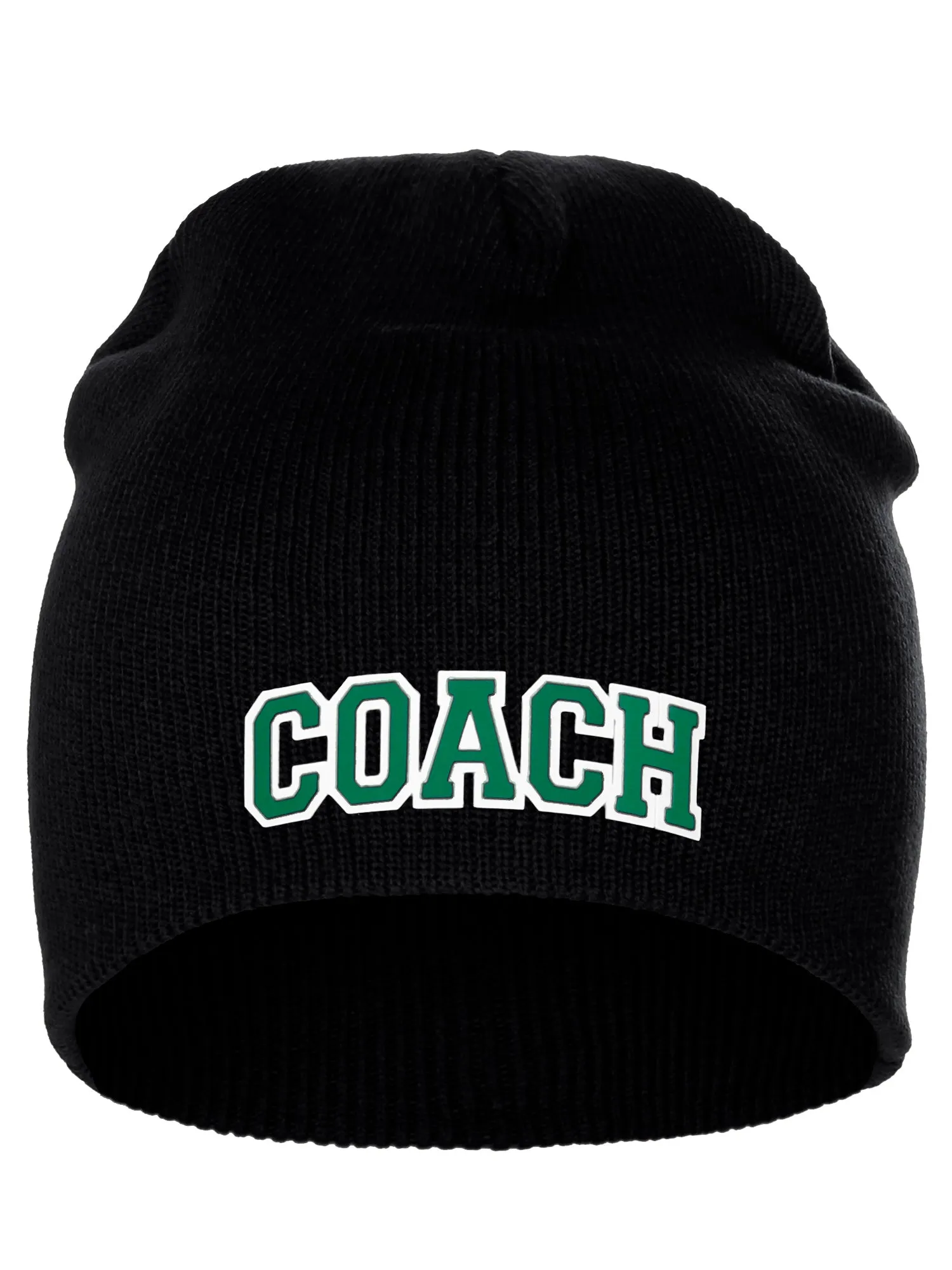 Coach Arch Letters Winter Knit Cuffless Beanie 3D Raised Layers