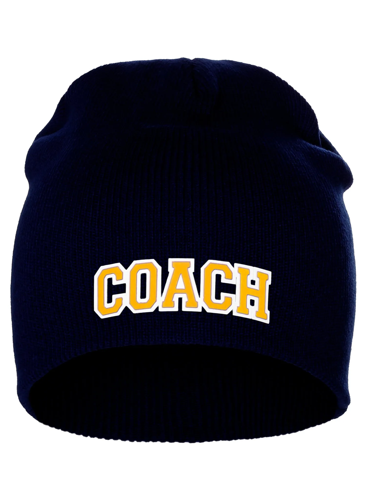 Coach Arch Letters Winter Knit Cuffless Beanie 3D Raised Layers