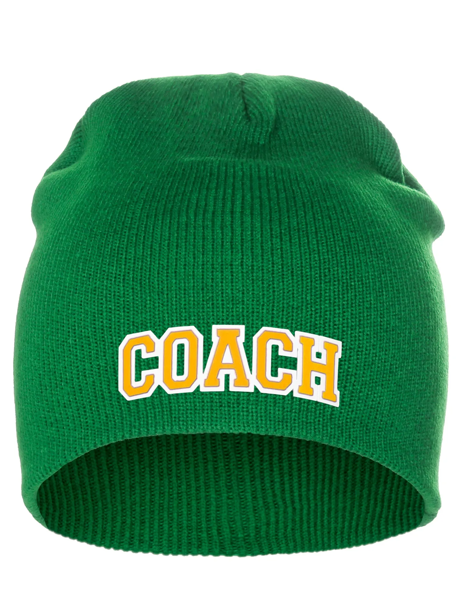Coach Arch Letters Winter Knit Cuffless Beanie 3D Raised Layers