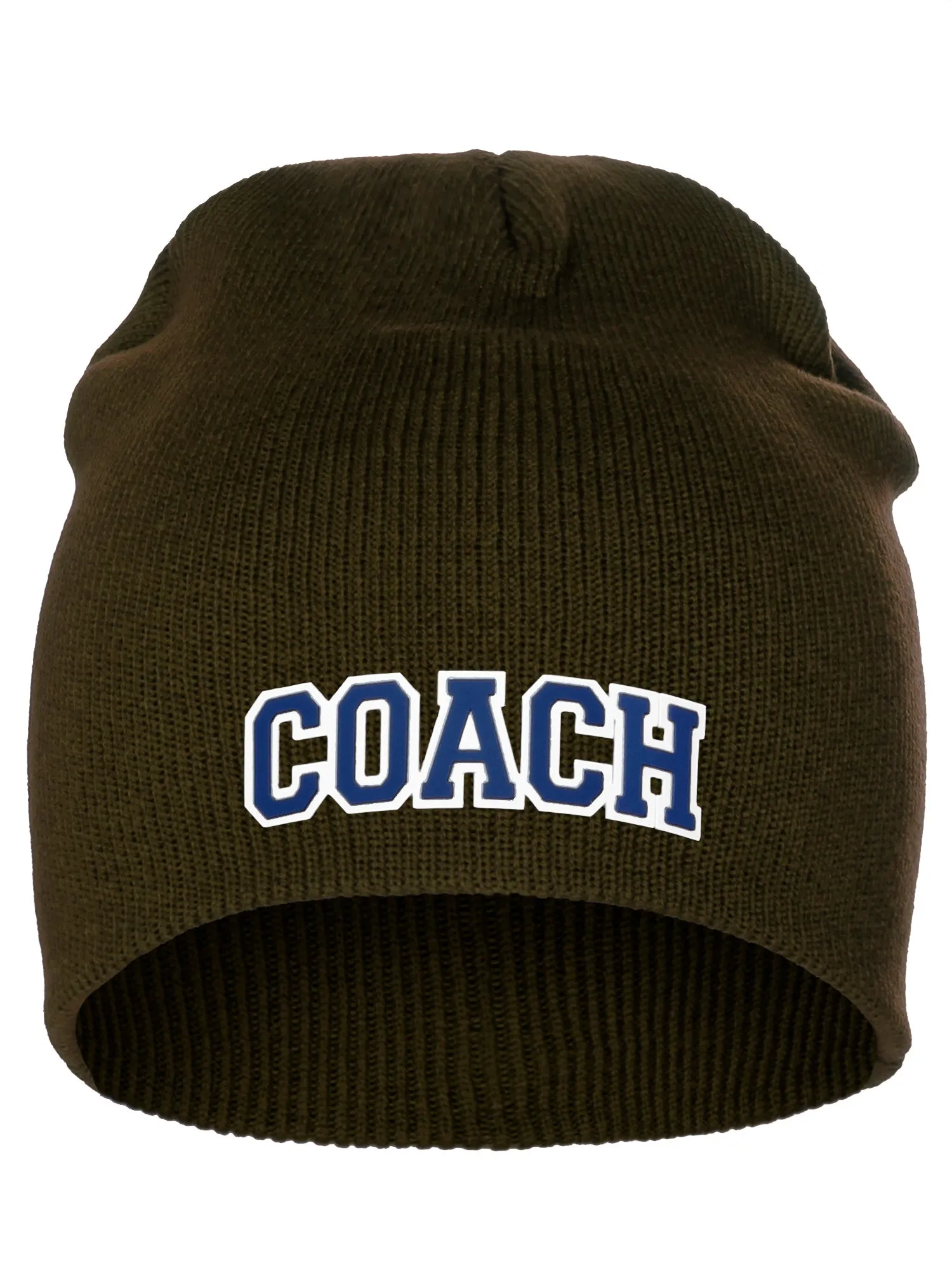 Coach Arch Letters Winter Knit Cuffless Beanie 3D Raised Layers
