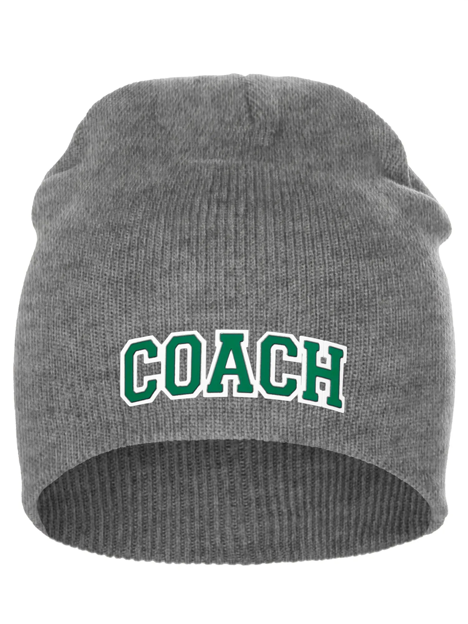 Coach Arch Letters Winter Knit Cuffless Beanie 3D Raised Layers