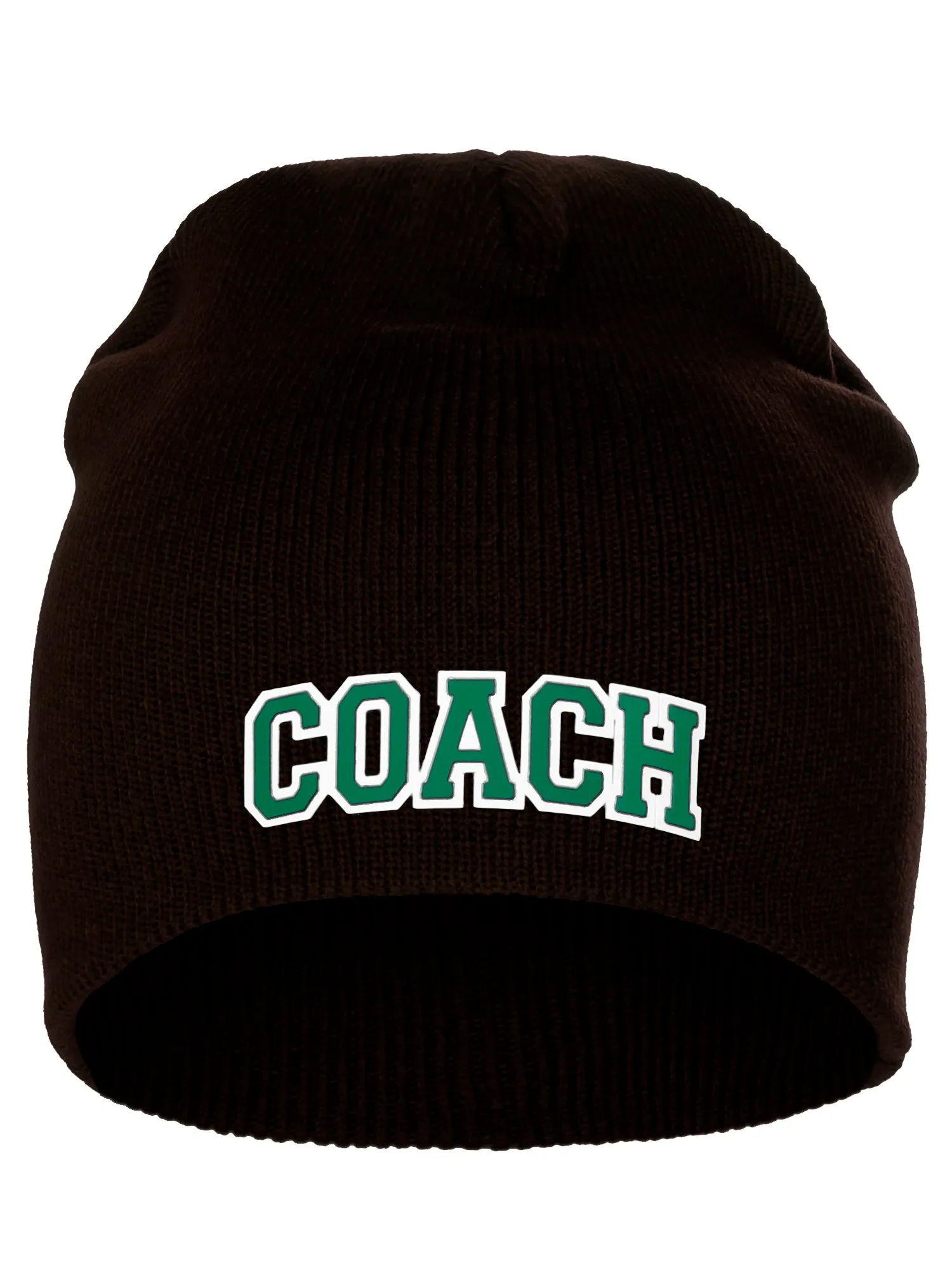 Coach Arch Letters Winter Knit Cuffless Beanie 3D Raised Layers