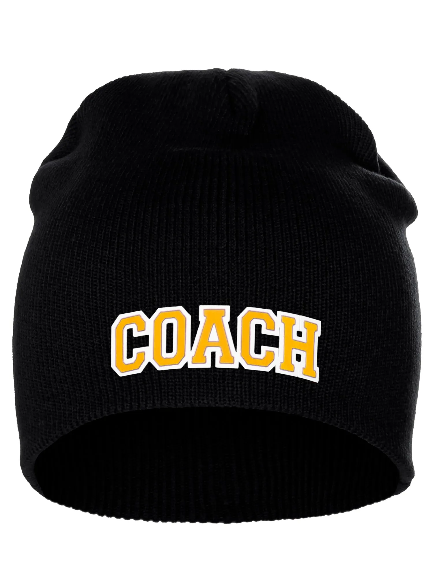 Coach Arch Letters Winter Knit Cuffless Beanie 3D Raised Layers