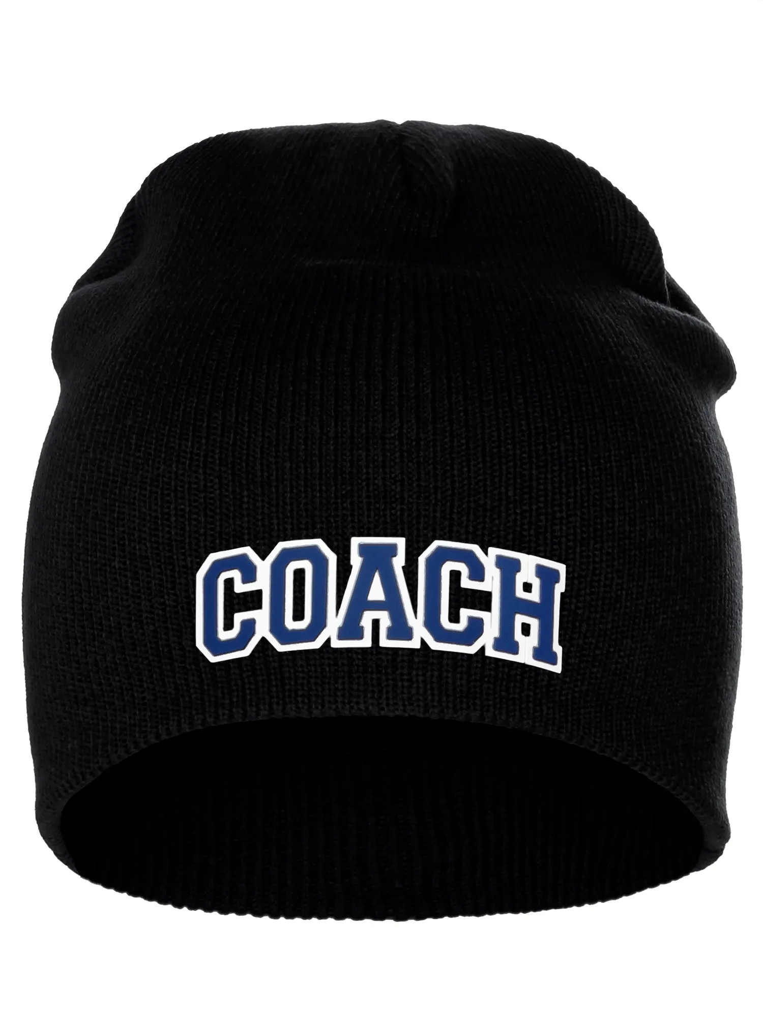 Coach Arch Letters Winter Knit Cuffless Beanie 3D Raised Layers