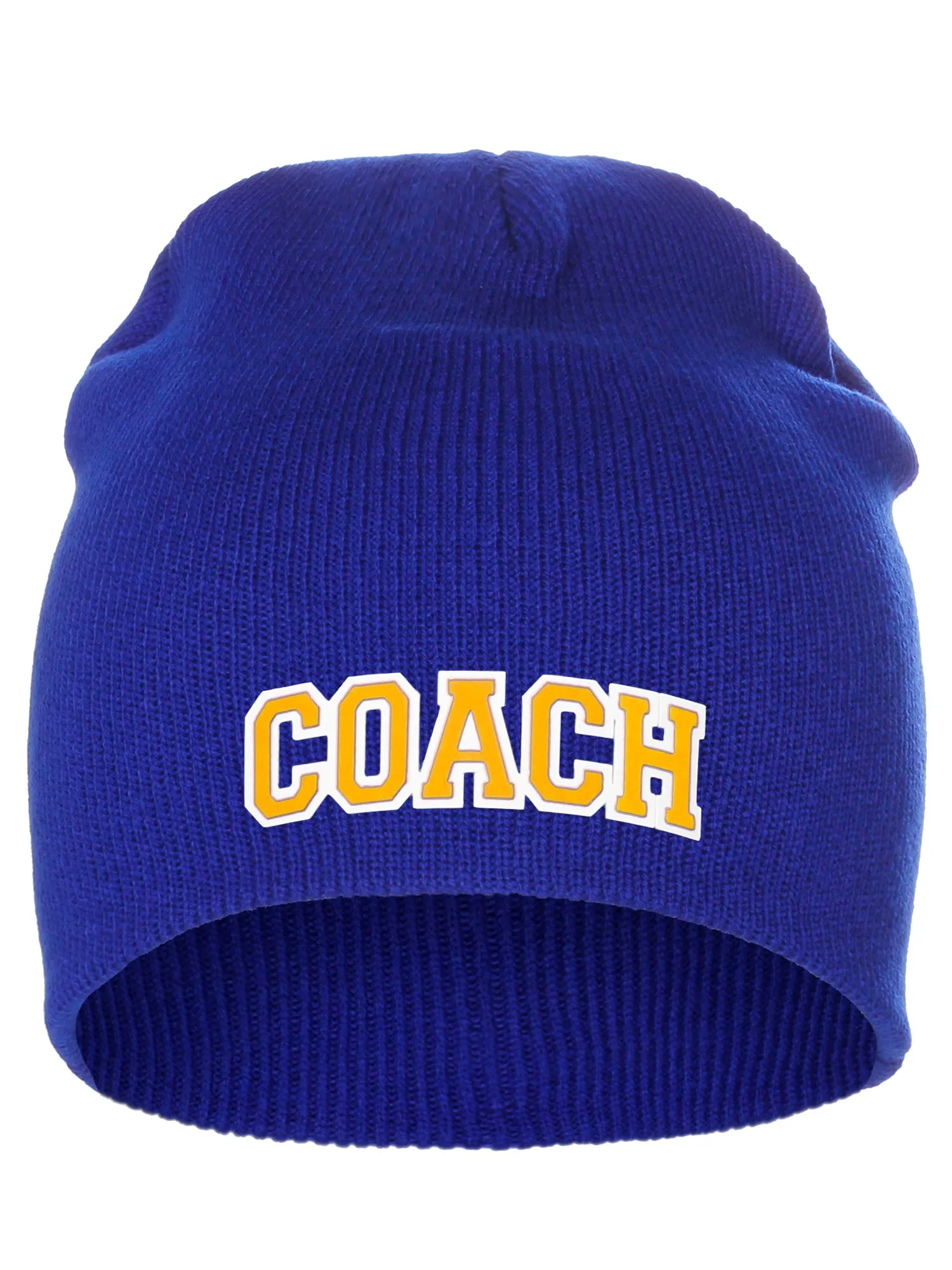 Coach Arch Letters Winter Knit Cuffless Beanie 3D Raised Layers