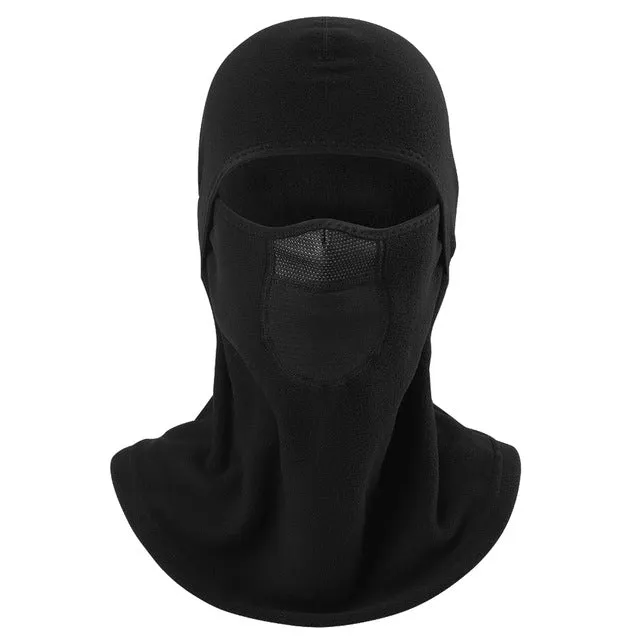 Cold Weather Winter Wool Thermal Polar Fleece Neck Warmer Balaclava Breathable Windproof Bicycle Snowboard Full Face Mask Black