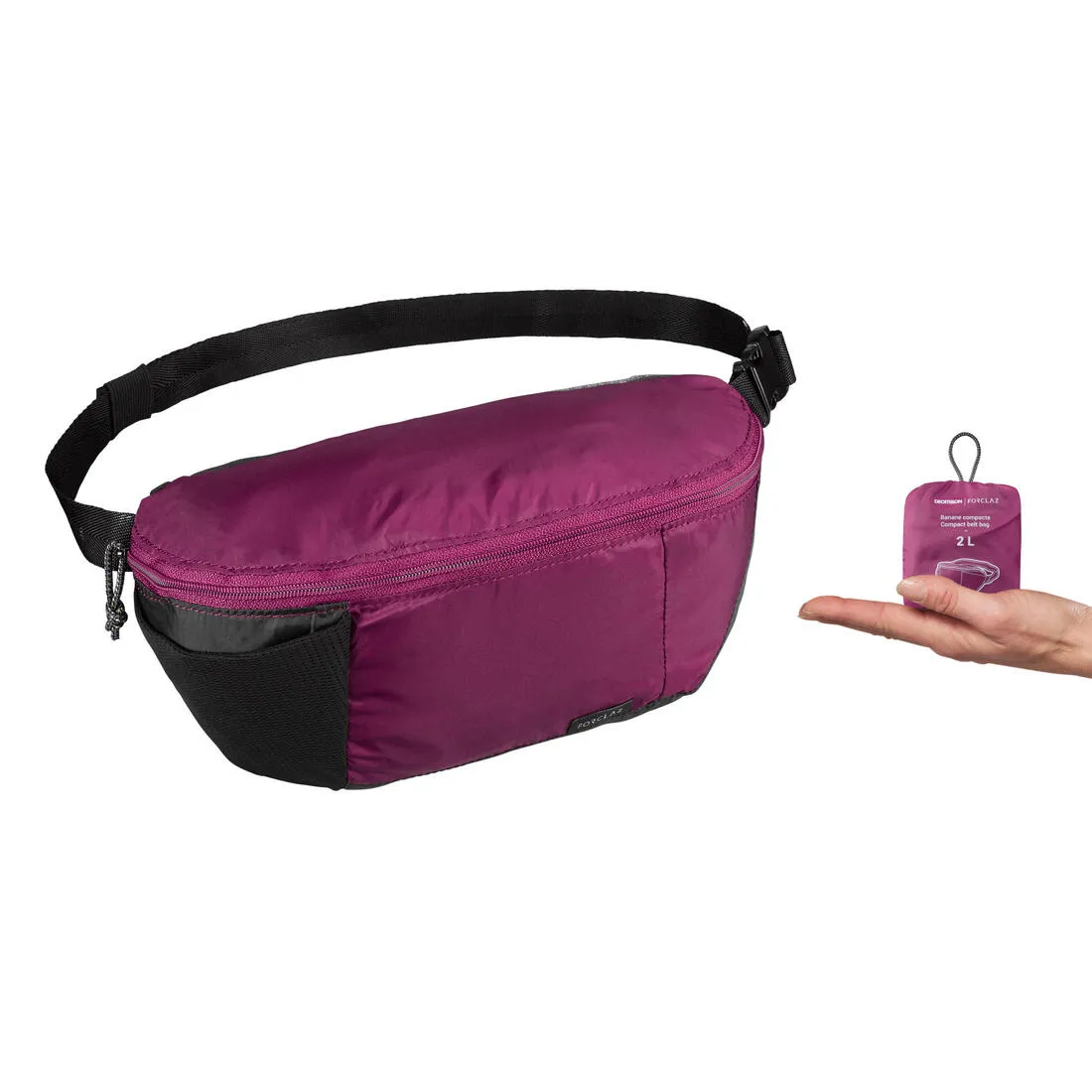 Compact 2 Litre Travel Bum Bag - Black