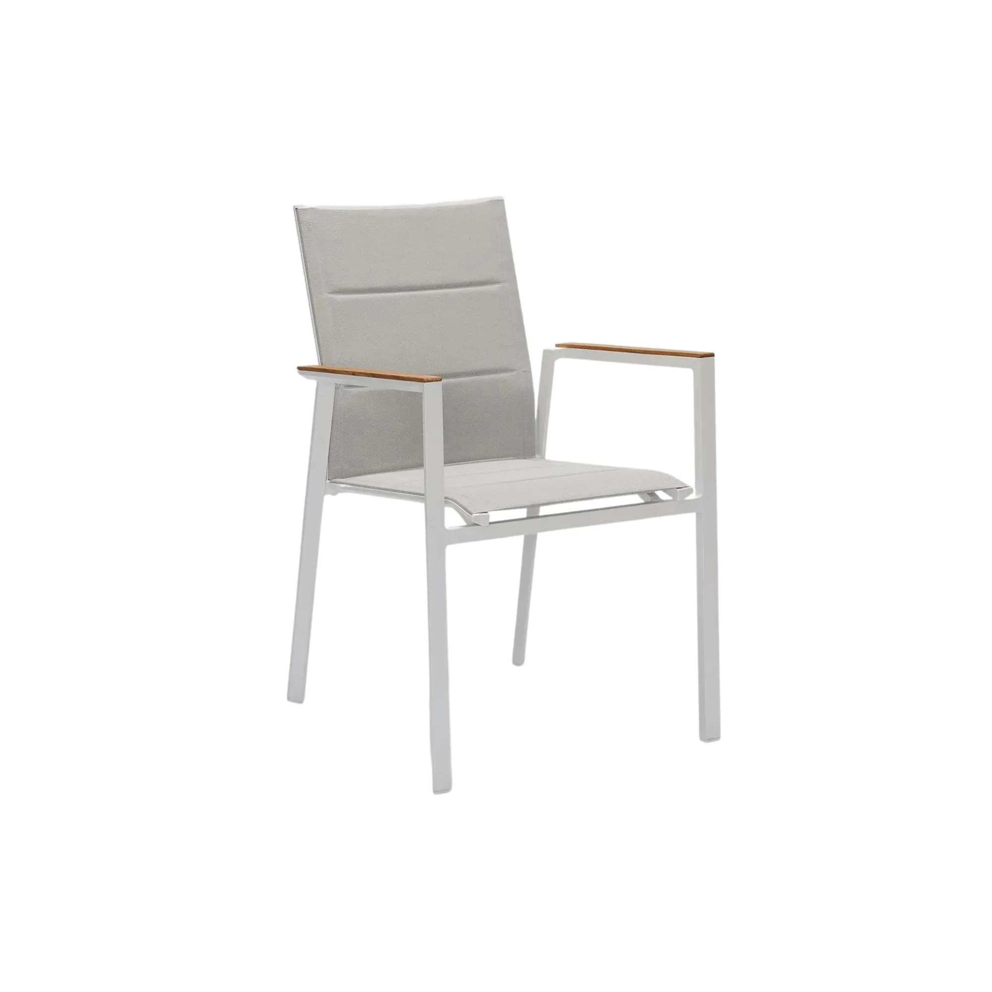 Copenhagen Outdoor Dining Chair - White Powder Coated Aluminium/Teak
