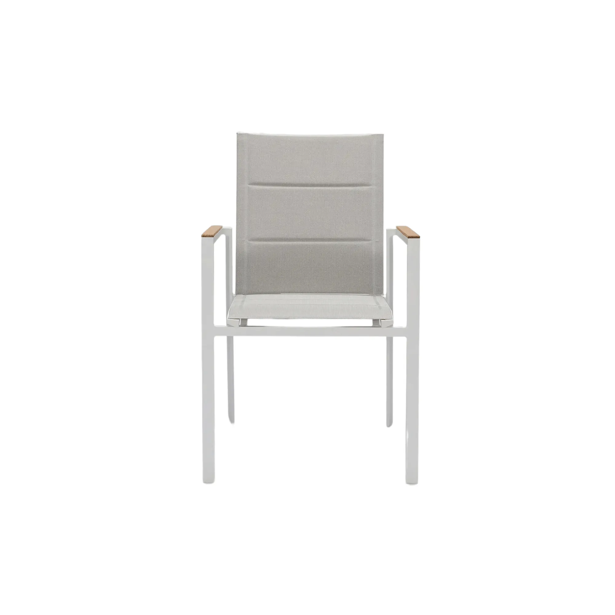 Copenhagen Outdoor Dining Chair - White Powder Coated Aluminium/Teak