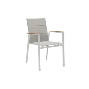 Copenhagen Outdoor Dining Chair - White Powder Coated Aluminium/Teak