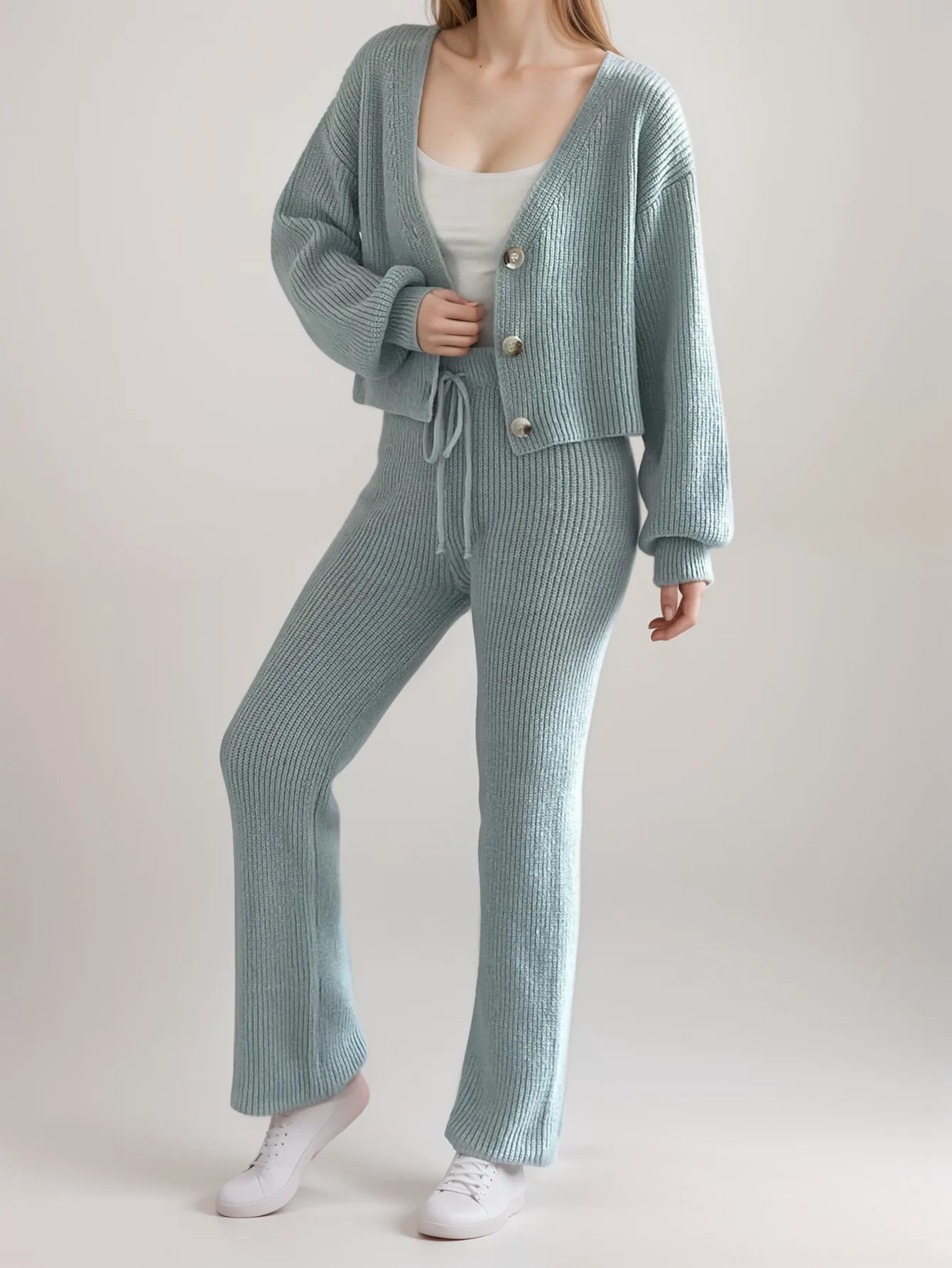 Cozy Knit Set | Button-Up Cardigan & Pants | Soft & Stylish