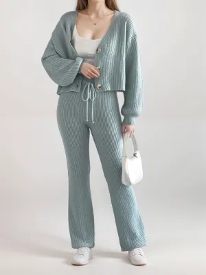 Cozy Knit Set | Button-Up Cardigan & Pants | Soft & Stylish