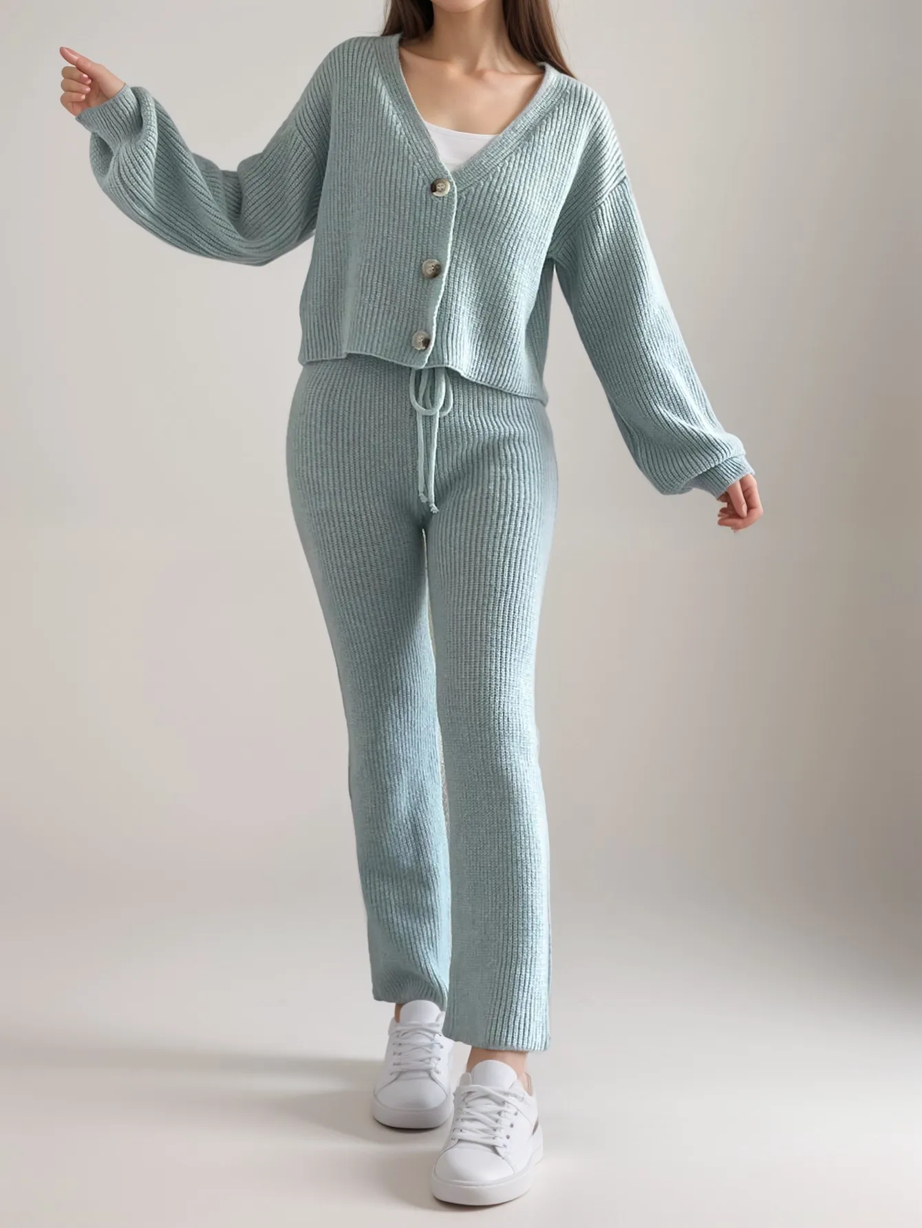 Cozy Knit Set | Button-Up Cardigan & Pants | Soft & Stylish
