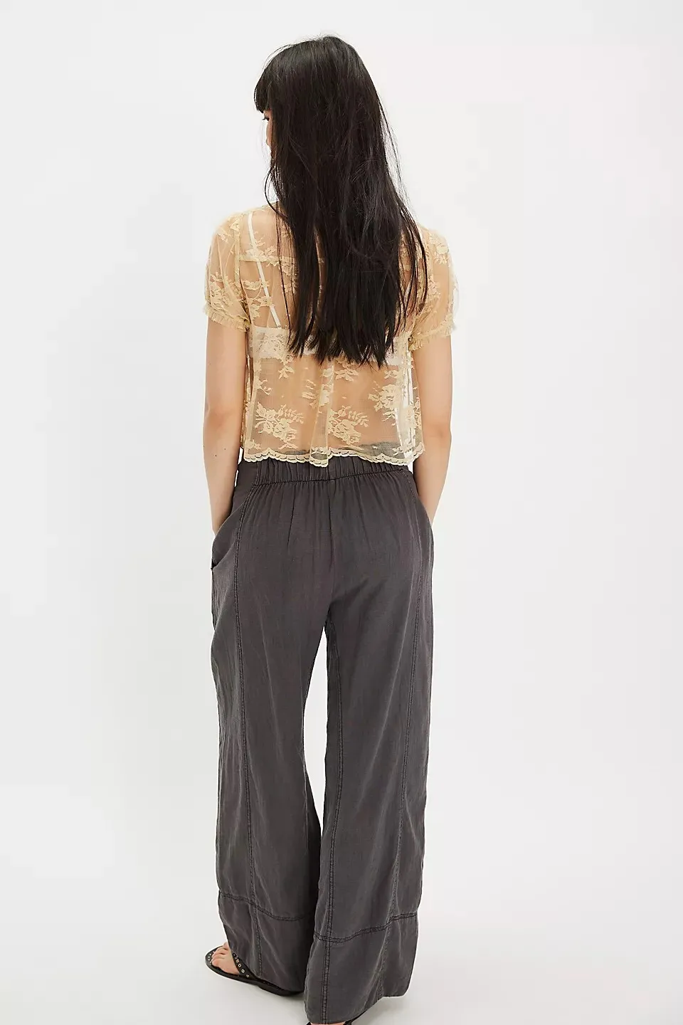 day's end linen pull on pant in black