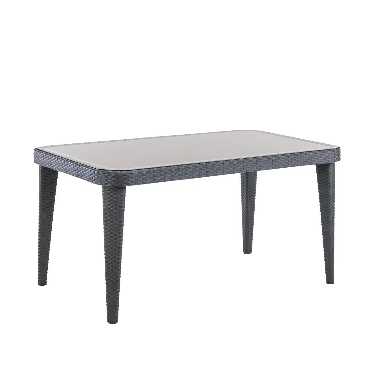 Dellonda Outdoor Dining Table Weather Resistant Body Glass Table 90x150cm
