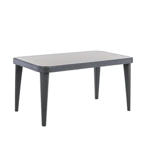 Dellonda Outdoor Dining Table Weather Resistant Body Glass Table 90x150cm