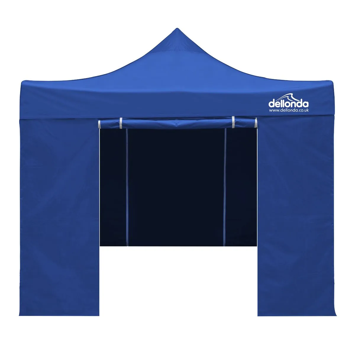Dellonda Premium 2x2m Pop-Up Gazebo & Side Walls, PVC Coated, Water Resistant Fabric, Supplied with Carry Bag, Rope, Stakes & Weight Bags - Blue